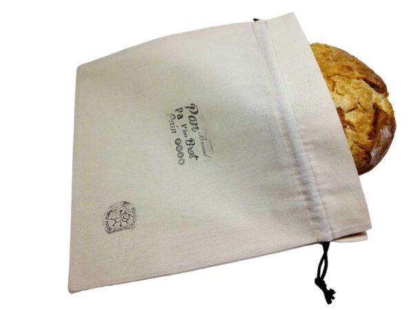 Bolsa de tela para pan hogaza o payés con cierre de cordón. 38x38 cms.